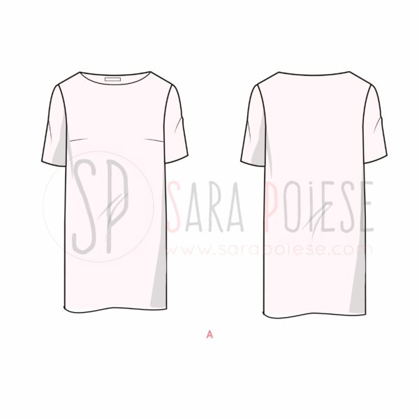 P1008-A-variante abito - cartamodello PDF minidress curvy - Sara Poiese