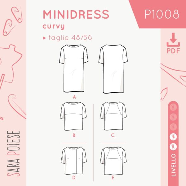 P1008: il minidress curvy - cartamodello PDF