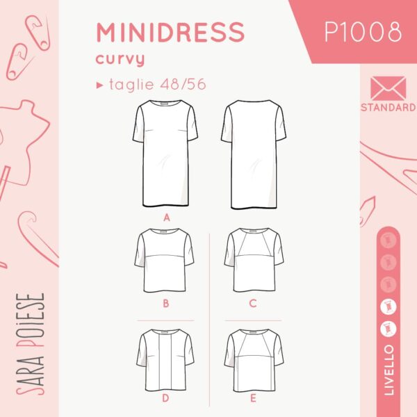 P1008: il minidress curvy - cartamodello STANDARD