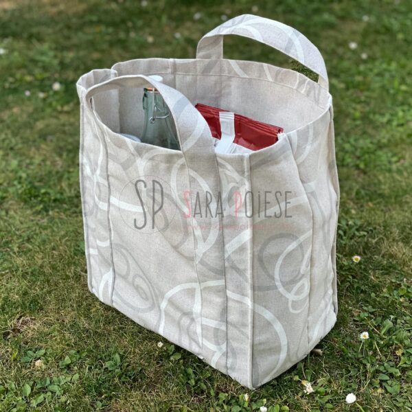 P1041 - borsa della spesa con 4 porta bottiglie - cartamodello PDF