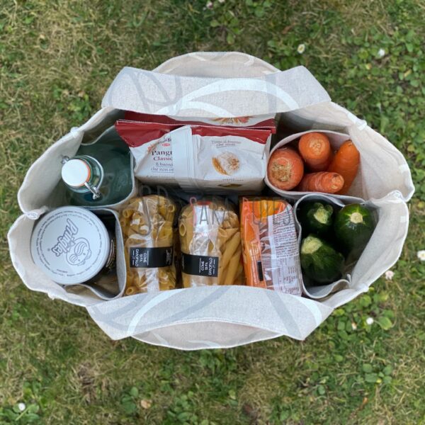 P1041 - borsa della spesa con 4 porta bottiglie - cartamodello PDF