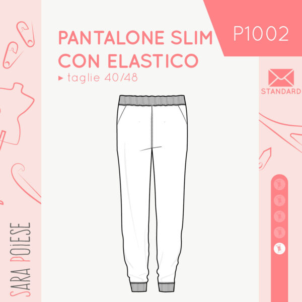 cartamodello pantalone P1002 - cover - sara poiese - versione STANDARD